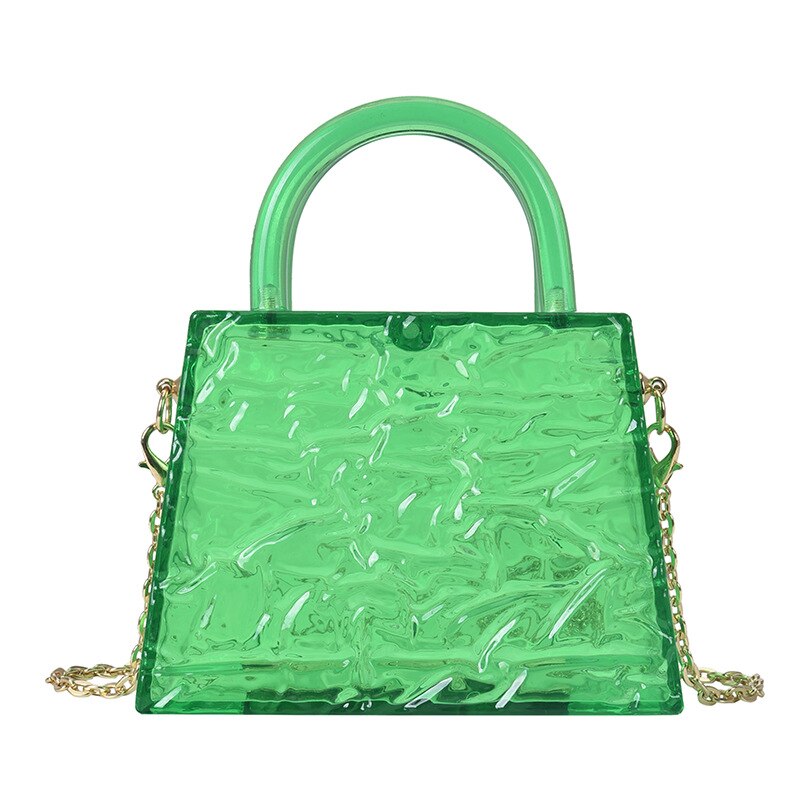 Top Handle Transparent Bag Women Small Phone Flap Chain Lipstick Messenger Handbag Box Evening Bag Cigarette Case Acrylic Clutch: Blackish Green