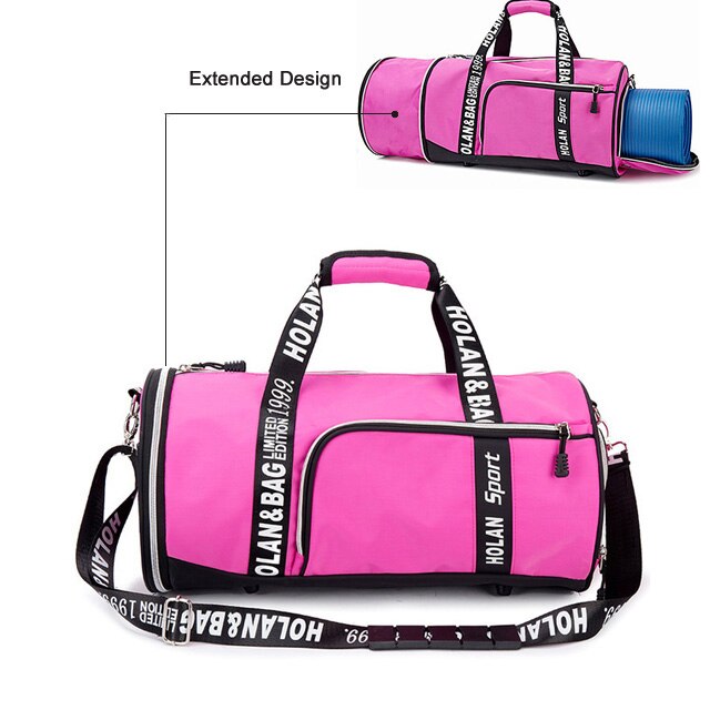 Yogamåtte taske til kvinder pink gym taske dame sports taske til fitness/gym kvinder gym taske sko rum lille gym taske: Rose