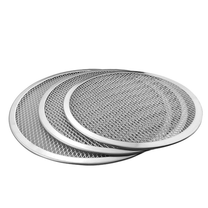 Rund grill nätpanna bakplåt köksredskap för bakverk 6/7/8/9/10 tums pizza bbq panna aluminium tjockna non-stick nät