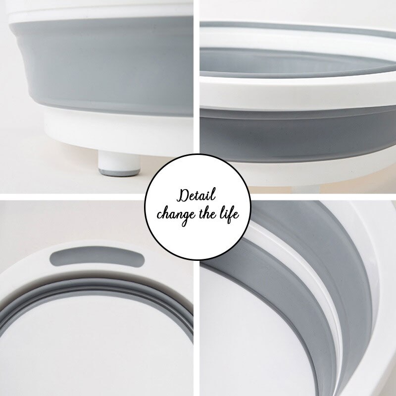 ZLCA Folding Cutting Board Basket Collapsible Dish Tub with Draining Plug Colander Fruits Vegetables Wash Drain Sink Storage