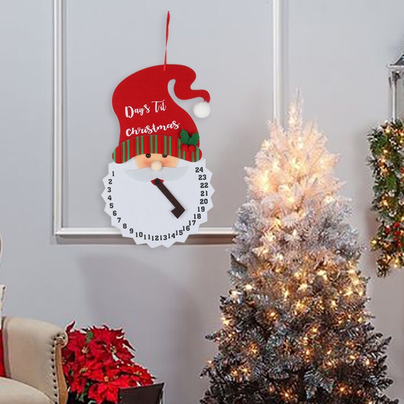 novelty countdown 24 days calendar into christmas calendar snowman and Santa cartoon date clock merry xmas hanging ornament