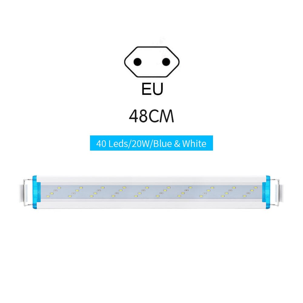 Aquarium Lighting Aquatic Plant Light Super Slim Blue LEDs 18-48CM Waterproof Clip On Lamp For Fish Tank Plant Grow Lighting: EU 48CM