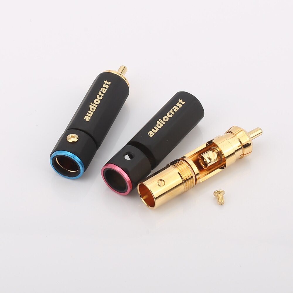 8pcs Audiocrast Gold Plated RCA Plug Lock Collect Solder A/V Connector