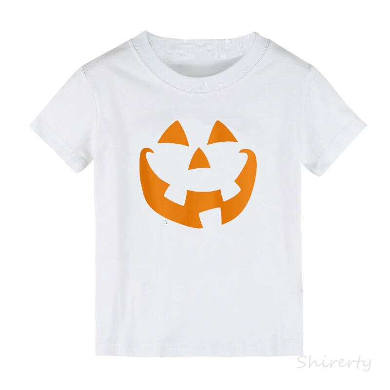 Zucca Viso di Halloween Delle Ragazze Dei Ragazzi Del bambino Del bambino Bambini Fantasma T-camicia Manica Corta tee Magliette e camicette Arancione Vestiti di Stile di Modo: 2-4Y