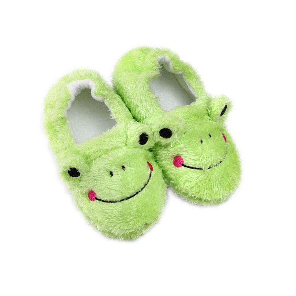 Chaussures chaudes à semelles souples pour bébés, pantoufles imprimées de dessins animés, pour garçons et filles,: vert clair / 11,5