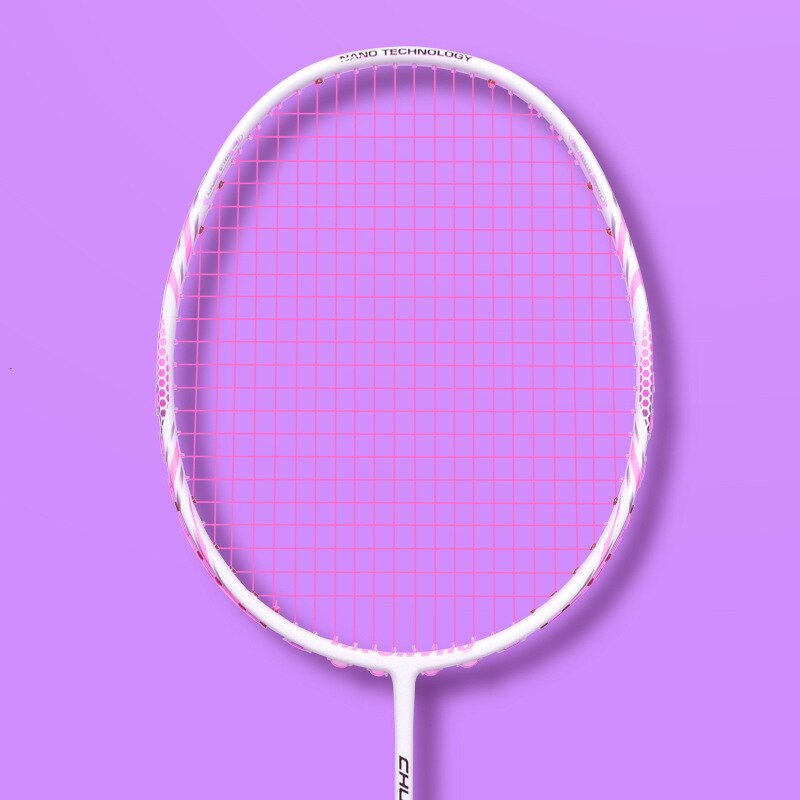 PURELADY 8u 65g Badminton Racket Full Carbon Fiber Super Light for Beginner Girl Student Badminton Racket Single Piece LJ3075SHE: Pink