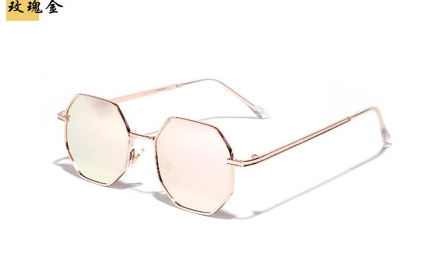Retro polygon solbriller mænd kvinder luksus lyserød linse runde solbriller vintage lille ramme spejl farve solbriller: 3