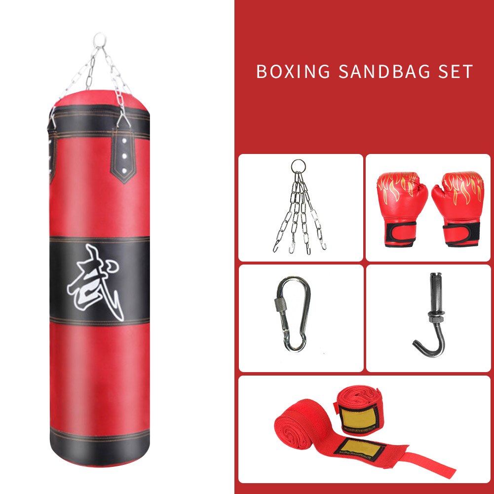 Boxing Punching Bag Set Training Fitness Hanging Kick Sandbag Adults Gym Exercise Muay Thai Empty-Heavy Boxing Bag: 0.8m Buy 1 Get 5
