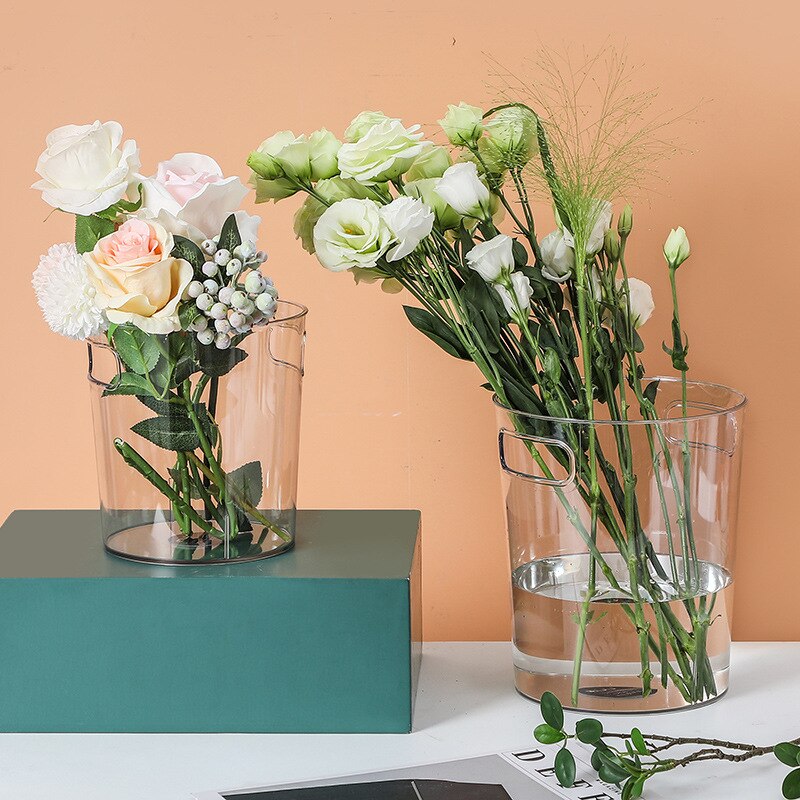 Small Bedroom Trash Bin Recycling Office Living Room Plastic Waste Bin Transparent Vase Lixeira Banheiro Cleaning Tools