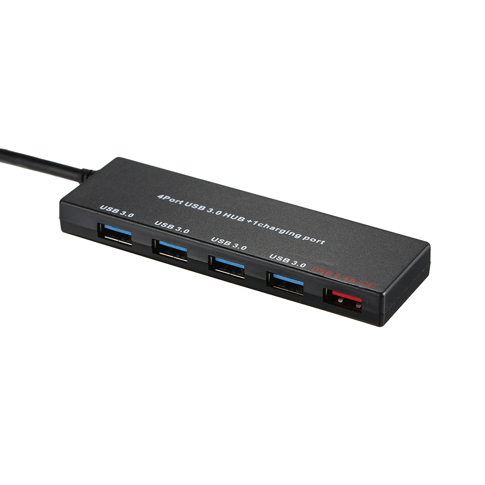 5 Ports High Speed Mini Portable USB 3.0 Hub 5Gbps Transfer Speed With Dedicated Charging Port 2.4A Port (Black)