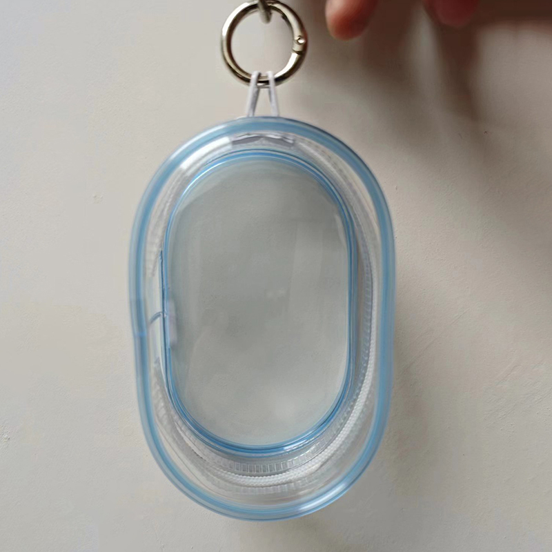 1 Uds. Organizador de joyas, caja de almacenamiento transparente de plástico, bolsa, caja misteriosa con llavero, bolsa bonita para muñeca, organización, estuche a prueba de polvo: Rojo