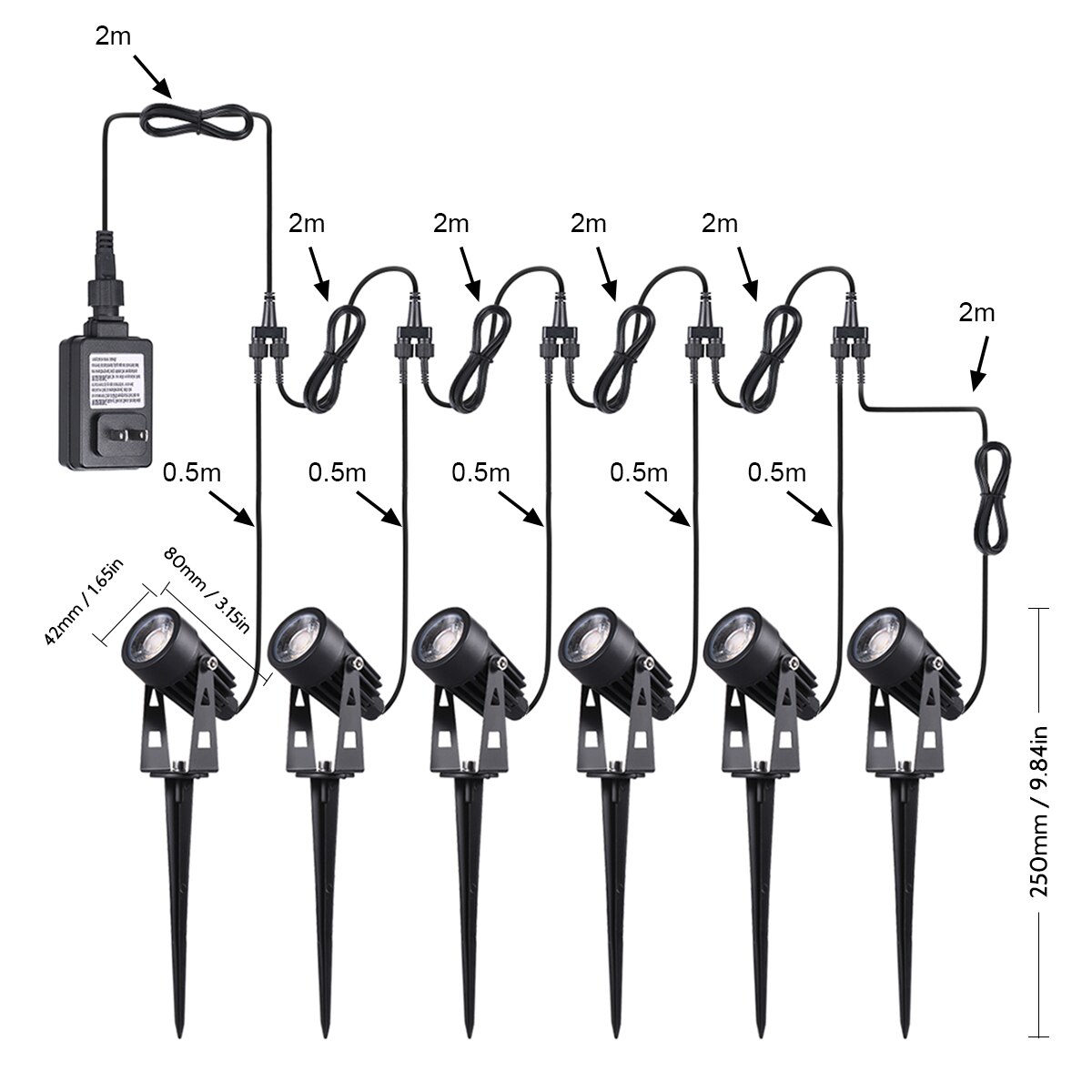 Tomshine 6-in-1 Garten Lichter Niedrigen Spannung LED Landschaft Beleuchtung IP65 Wasserdichte draussen Lampe warm Weiß für gehweg Bäume Hof: uns Stecker