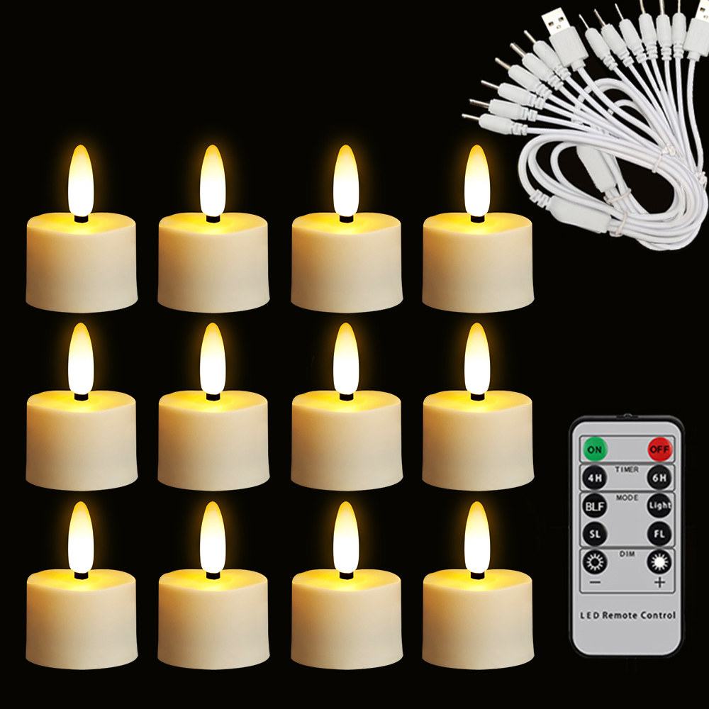 LED elektronische kaarsen oplaadbare timer afstandsbediening knipperende vlammen voor dag bruiloft kaars woondecoratie kaars led licht: Default Title