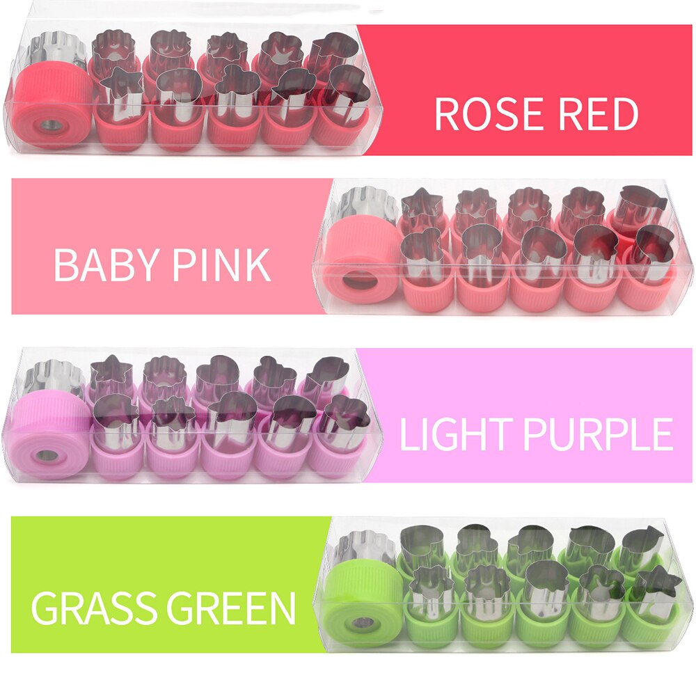 Vegetable Fruit Cutter Mold Cookie Tools 12Pcs Green Durable Food Decor Cutter Vegetable Fruit DIY Flowers Cutting Cutter Set