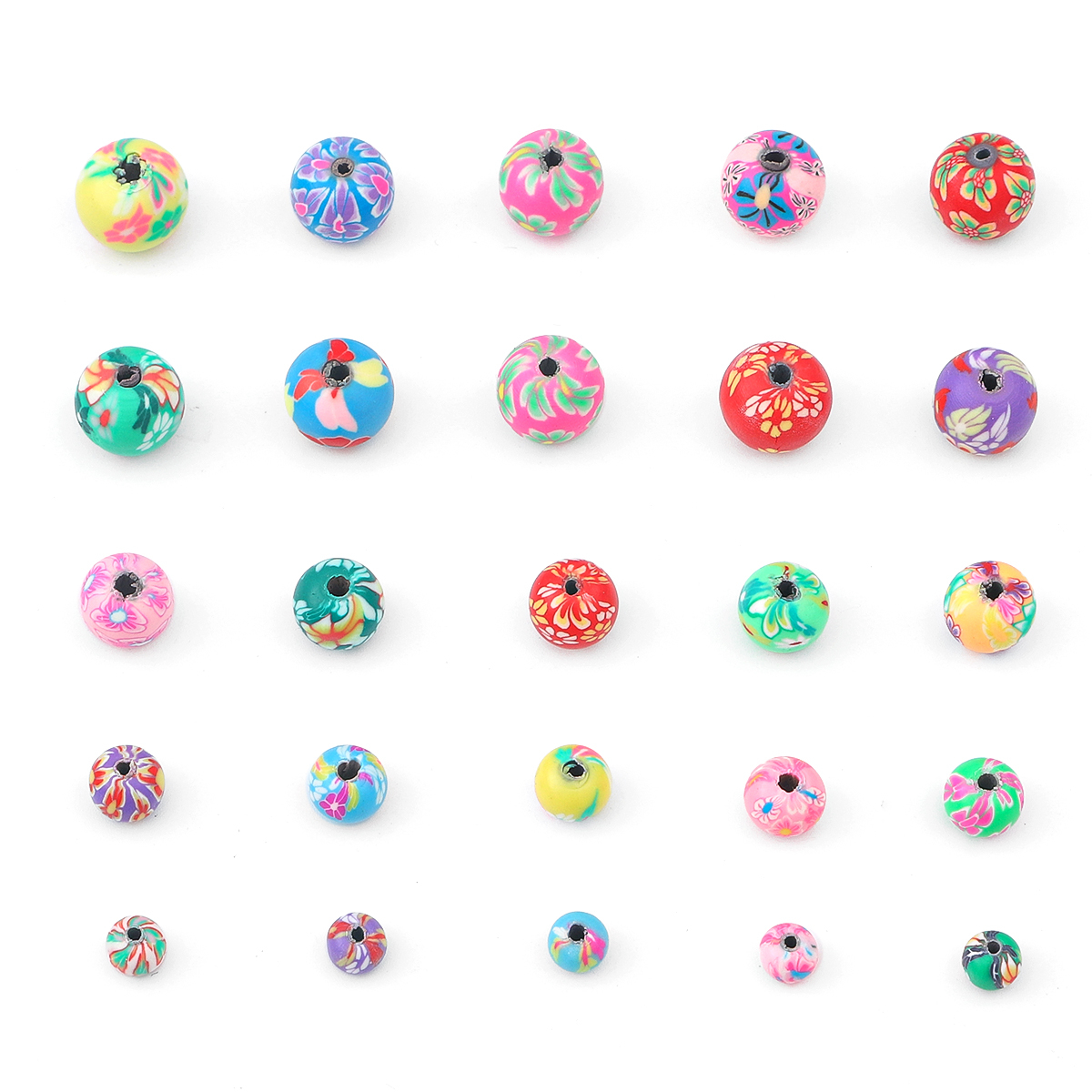 Cuentas de arcilla polimérica de colores para fabricación de pulseras, abalorios redondos para manualidades, abalorios sueltos a granel de varios patrones, hechos a mano, 50 piezas, 6/8/10/12mm