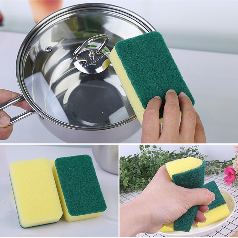 5pcs Dishwashing Sponge Dish Bowl Scouring Pad Pan Cleaner Clean Rub Pot Rust Focal Stains Sponge Removing Kit Kitchen Tools