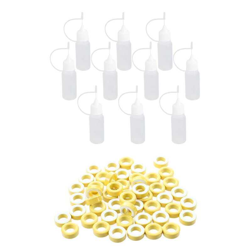 7mm ferritringar med innerdiameter järntoroidkärnor gul vit 50 st med 10 st nålspets  of 10ml plastvakuum