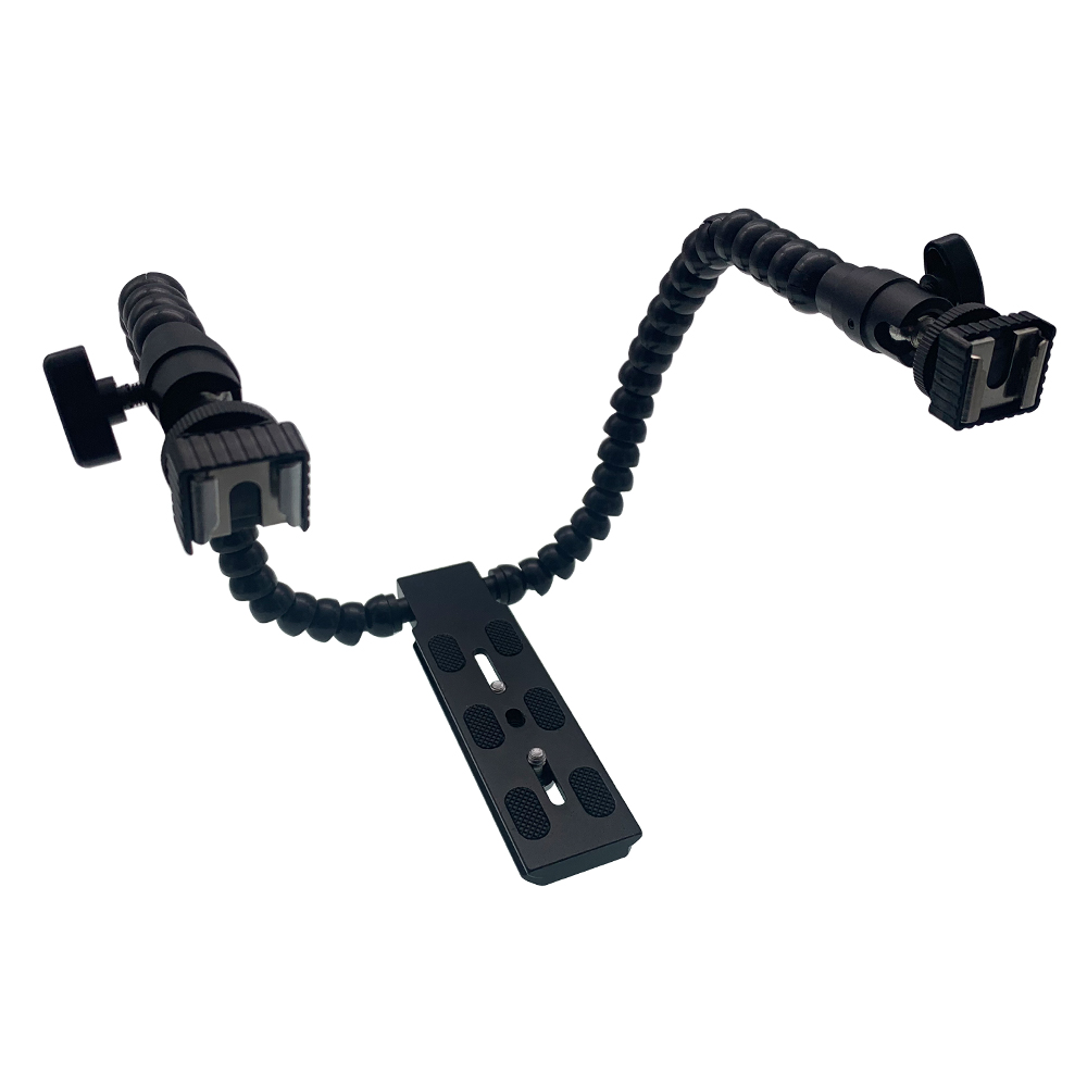 Foleto Flexible double bras support réglable chaussure chaude Flash support de montage pour Canon Pentax Macro Shot accessoires de caméra