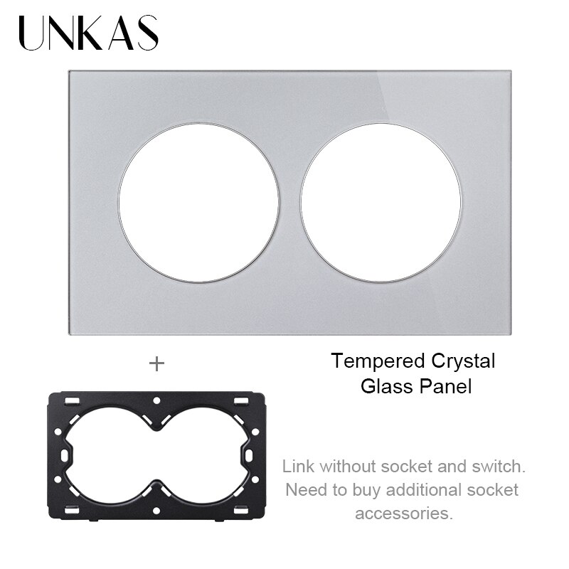 UNKAS Free Combination Single Gray Tempered Crystal Glass Panel Grey Modules DIY Matching For Wall Socket Switch: Gray 146 Panel