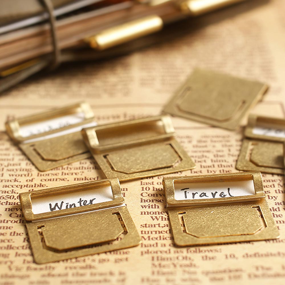 6 Pcs Brass Vintage Stationery Bookmark Index Clip Label Folder Handbook Book Metal Bookmark Holder Office School Students
