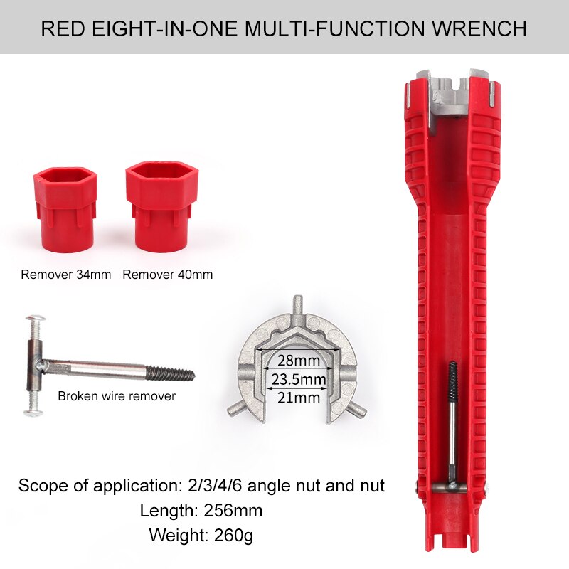 Bathroom wrench faucet installation tool multifunctional household plumbing kitchen faucet repair and removal tool: Red wrench