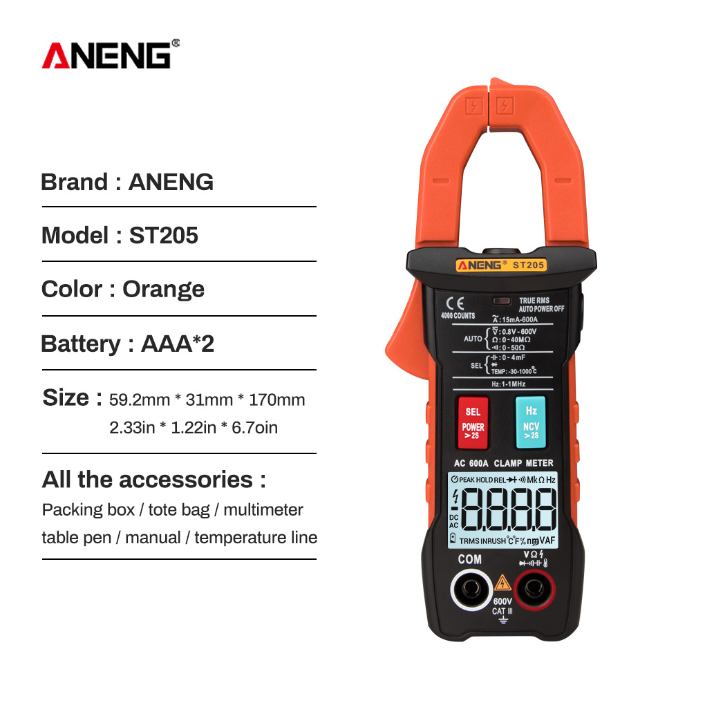 Digital Display 4000 Counts Multimeter Voltage Current Resistance Temperature Diode Measuring Device With Carrying Bag Tool