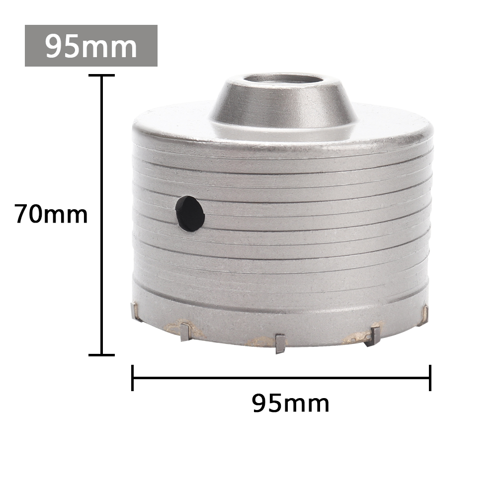 Couronne de perçage pour mur de béton, scie cloche SDS PLUS, jeu de forets à percussion avec arbre rond, outil de coupe de pierre de ciment, 30-150mm, 1 pièce: Gris foncé