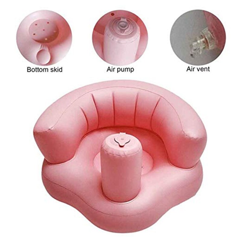 Bärbar babyinlärningsstol uppblåsbar badstol pvc soffa duschstol för att leka äta bad sova