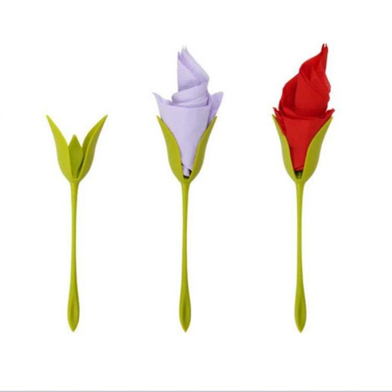 6PCS/set Napkin Holder DIY Plastic Flower Branch Serviette Holder Table Decor Romantic Party Dining Decoration Napkin Holder