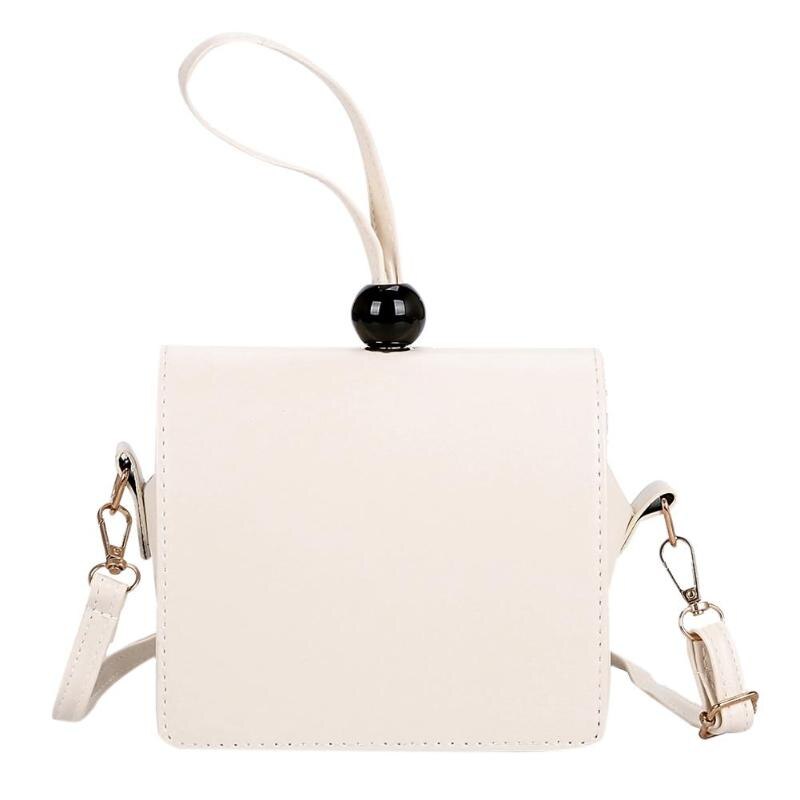 Kvinnor pu läder axel handväska ren färg casual crossbody messenger väskor väska bolsa feminina: Vit