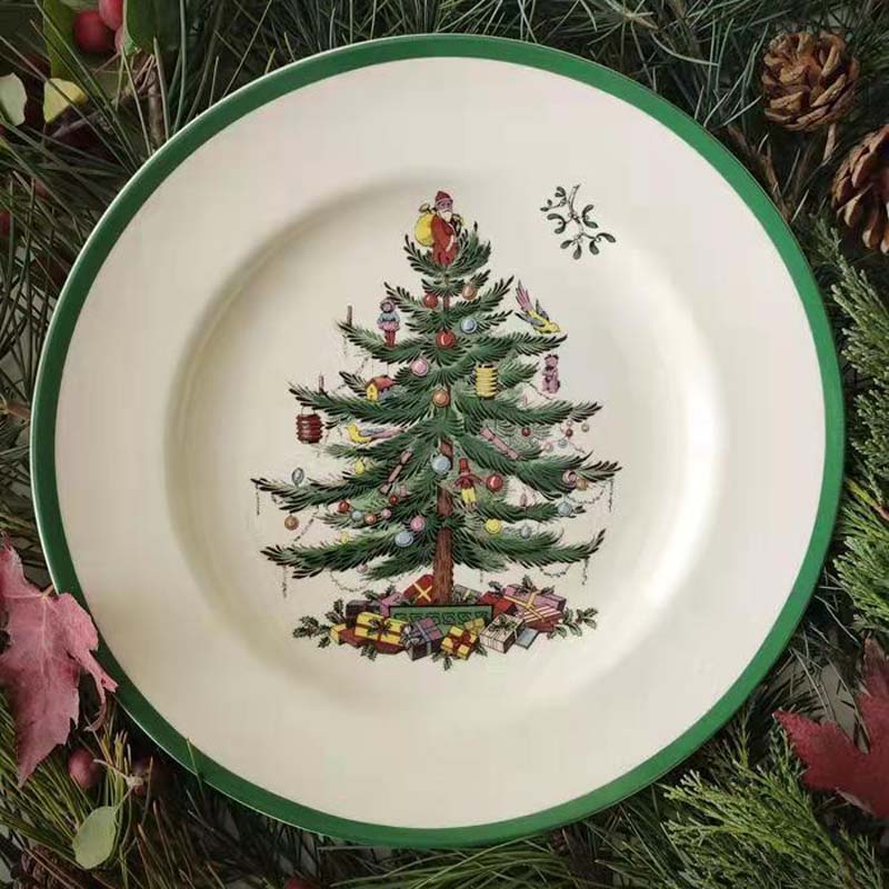 Nordic Salad Plate Christmas Ceramic Cute Noel Christmas Decoration Breakfast Dish Christmas Dinner Plates VVajilla Посуд
