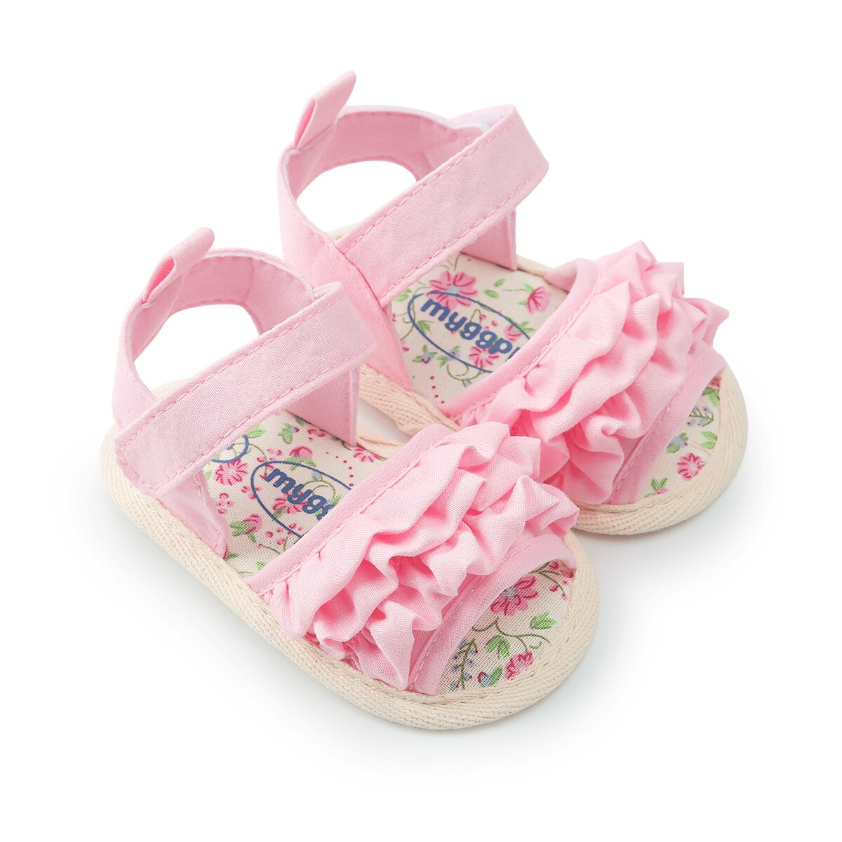 Infant Baby Girl Shoes Toddler Flats Sandals Premium Soft Rubber Sole Anti-Slip Summer Flower Lace Crib First Walker Shoes: C / 12CM