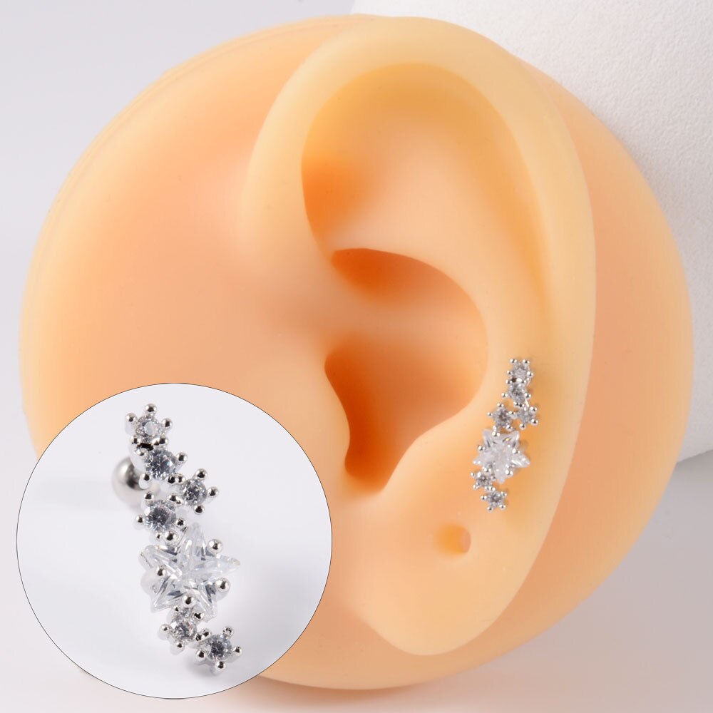 1PC Star Zircon Ear Studs Cute Ear Cartilage Helix Lobe Conch Piercing Earring For Women Jewelry 20G
