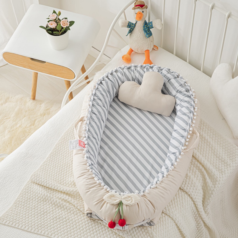 90X50cm Portable Baby Nest Crib Baby Bed Bassinet for Baby Lounger Cotton Baby Nest Co Sleeping Bed