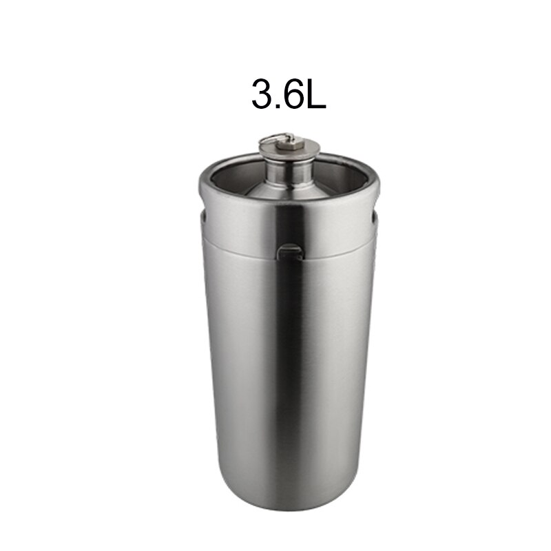 2l 3.6l 5l rustfrit stål mini fad øltønde med trykaflastningsventil, frisk øl selvbrygget tryktønde, fadøl fad: 3.6l growler