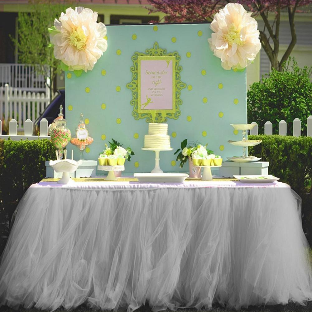Romantic Fluffy Table Skirt Tulle Tableware Tablecloth Skirting for Baby Shower Christmas Party Wedding Cake Table