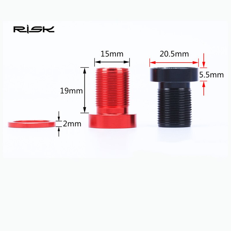 RISK 2pcs Splined Bottom Bracket Bolts Aluminum Alloy M15*19MM Waterproof MTB Bike Bottom Bracket Screws Cranks Cycling Parts