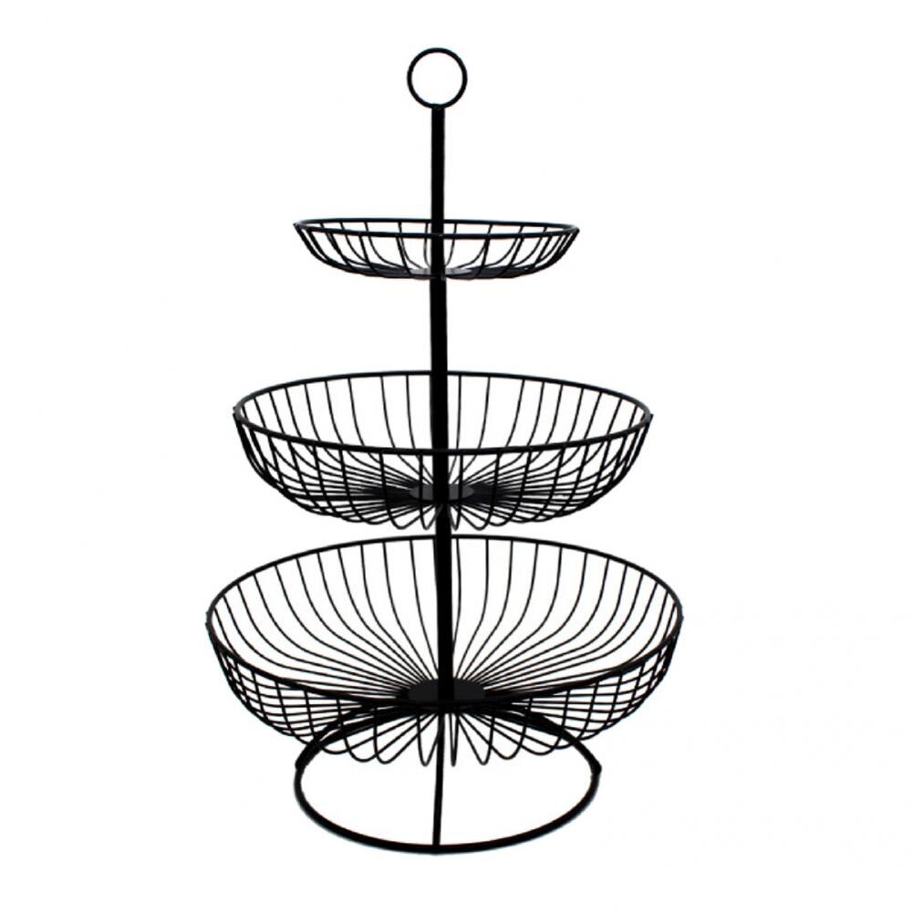 Fruit Basket Elegance Three Tier Fruit Basket Stand Round Storage Tray Fruit Container Bowl Kitchen Organizer