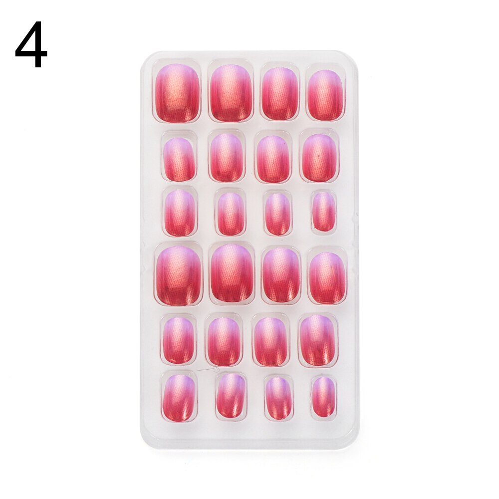 24 pièces dessin animé auto-adhésif faux ongles presse sur ongles enfant couverture complète détachable réutilisable acrylique bâton sur faux ongles: 04