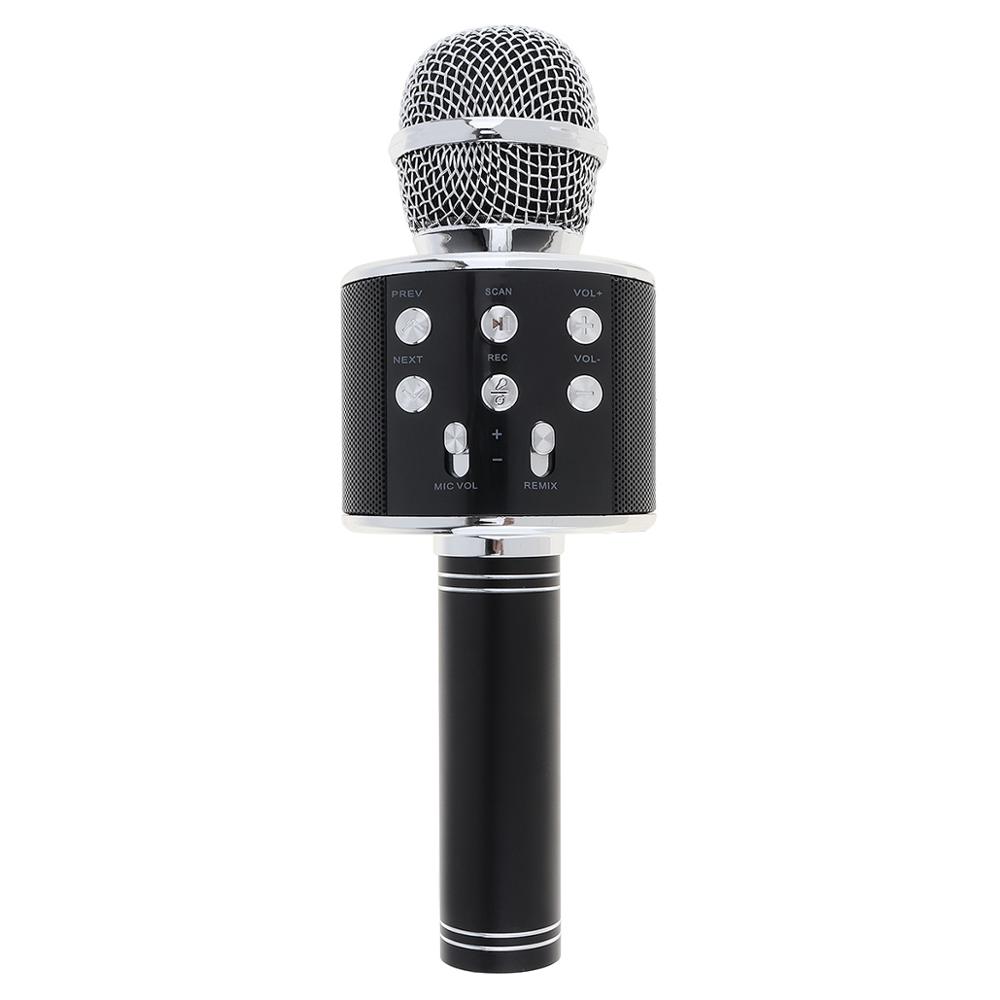 WS858 Bluetooth Wireless Microphone Handheld Hifi Speaker Microphone Karaoke KTV Singing Recorder Mic Music Player: Black