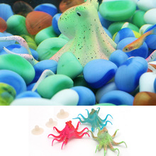 Pulpo Artificial fluorescente acuario con ventosa decoración de pecera