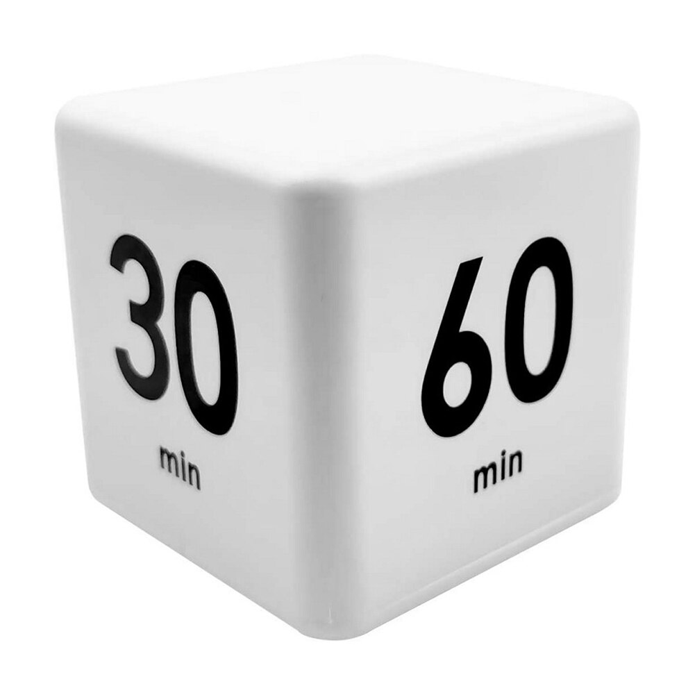 Cube Kitchen Timer Digital 5/15/30/60 Minutes Countdown Cooking Time Reminder LED Desk Table Alarm Clock: White