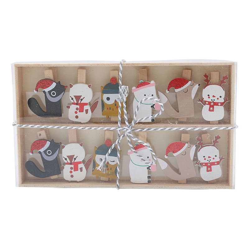 Kerst houten clips kerstboom foto clips wasknijpers diy foto knijpers voor h