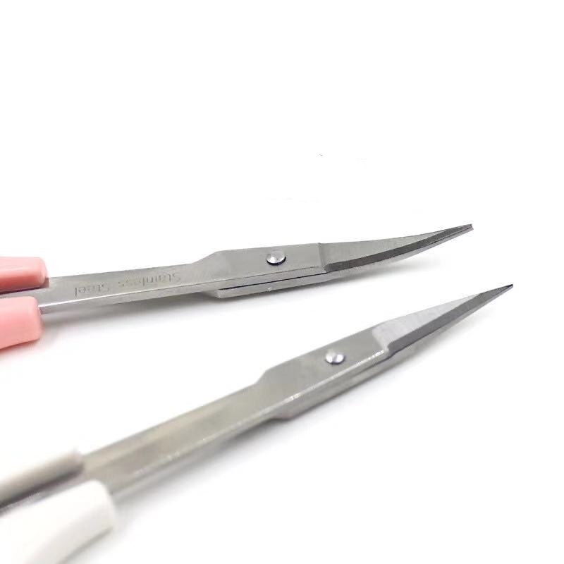 Tijeras de maquillaje pequeñas de acero inoxidable para cejas, herramientas de belleza de corte Facial, pelo de nariz, punta afilada, mango de deslizamiento