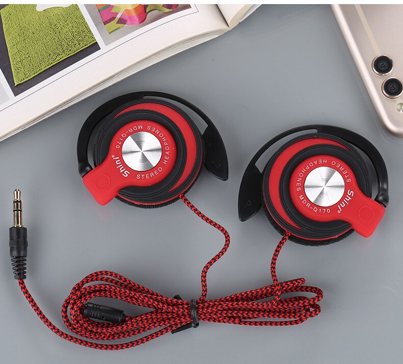 Shini Q140 3.5mm Wired Headphones HIFI Heavy Bass Headset Over-ear Adjustable Ear hook Earphones Music Earphone for Phone