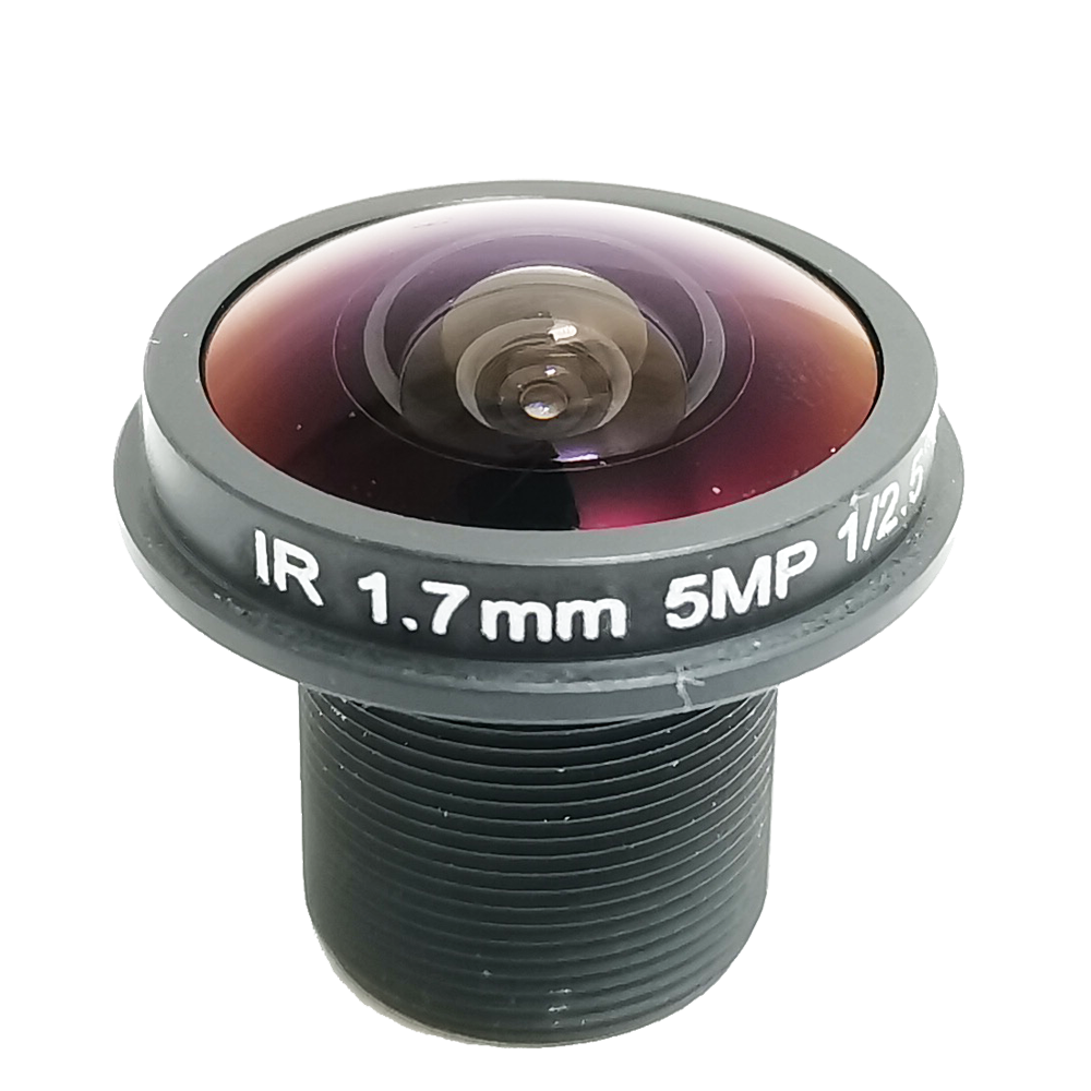 Lente panorámica de ojo de pez de 5MP y 1,7mm, lente de 180 grados, IR, objetivo de cámara CCTV de 5 megapíxeles para seguridad HD 1/2.0
