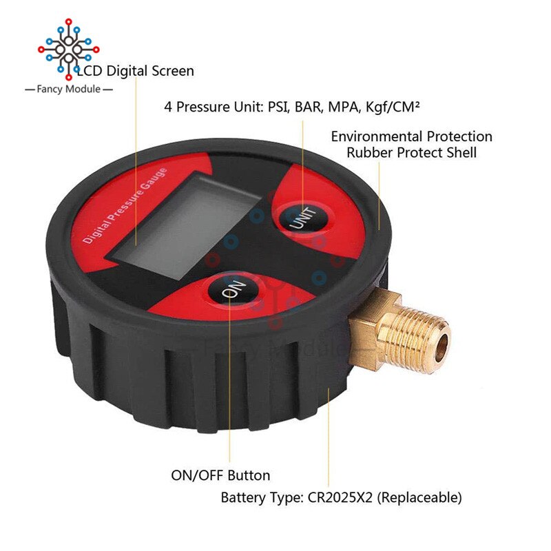 0-200PSI Digital Air Pressure Gauge Meter Vacuum Pressure Meter Tester Manometer Barometers Tester for Car Truck Motorcycle Bike