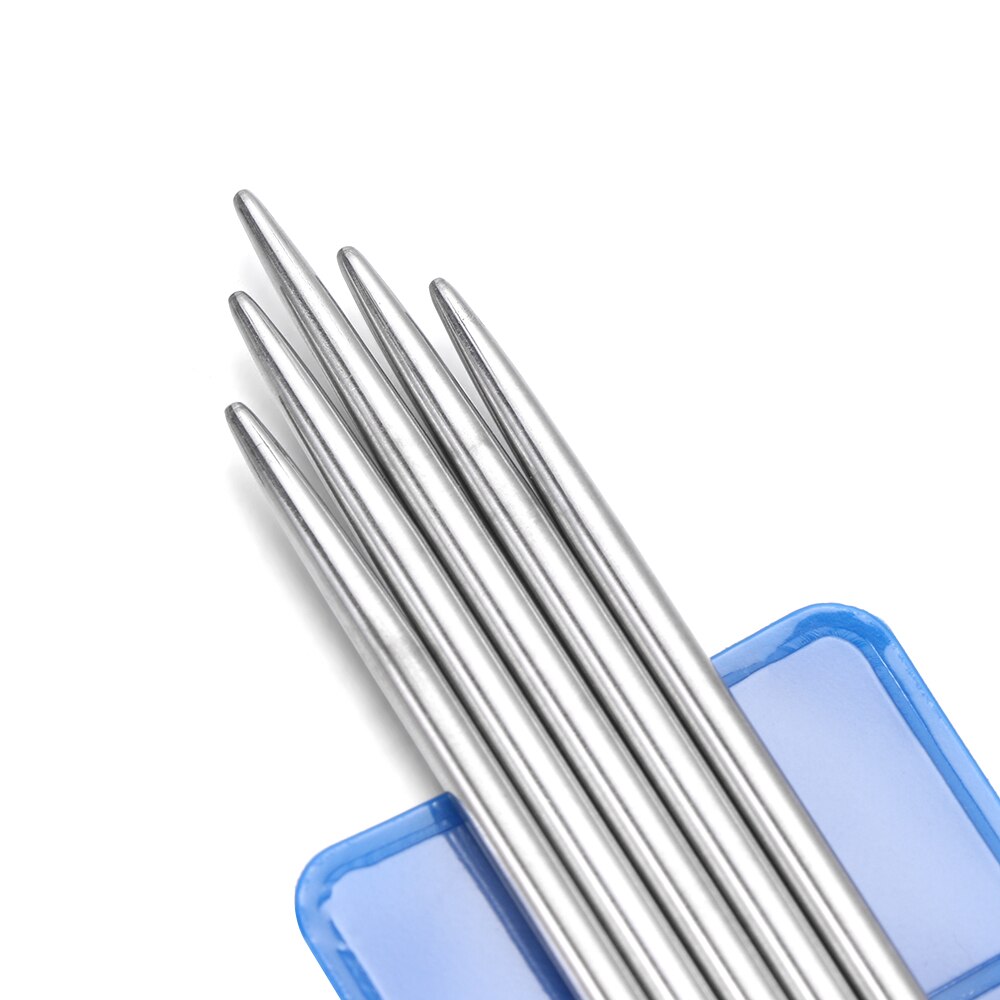 Agujas de tejer rectas de acero inoxidable, 5 uds., DIY, suéter tejido, ganchos de ganchillo metálico de diámetro 2/2, 5/3/3, 5/4MM, herramienta de costura artesanal
