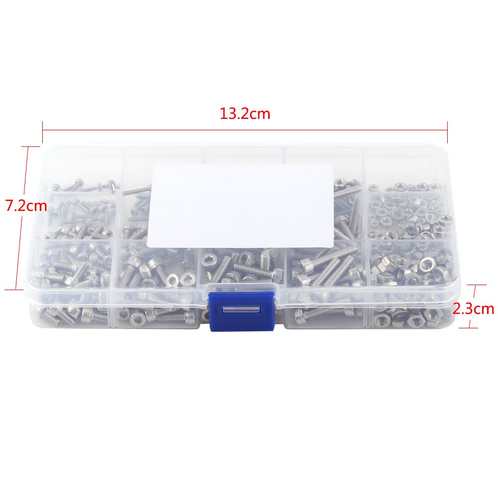 Stainless Steel SS304 Hex Socket Flange Screws Cap Head Bolts Screws and Nuts Fastener Assrotment Set 480pcs M2 M3 M4