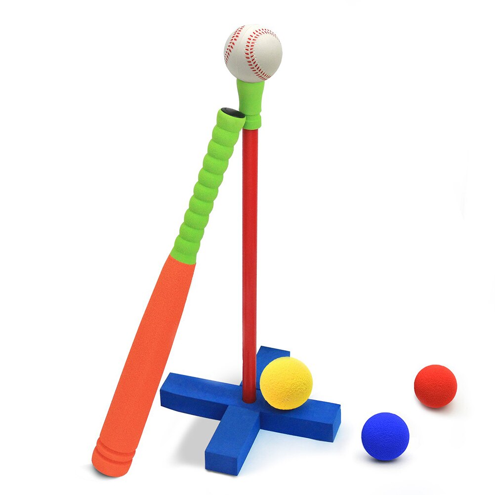 Barn mjuk bat barn skum t-ball baseball set leksak 8 olika färgade bollar inkluderar organisera väska för pojkar över 1 år  #40: Orange